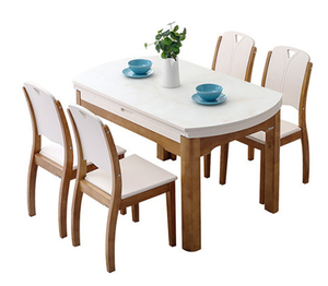 现代简约实木圆桌家用折叠餐桌